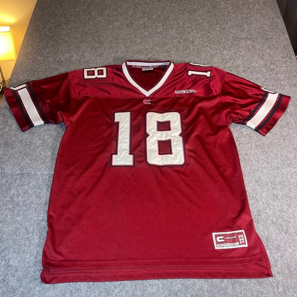 Colosseum Oklahoma Sooners Football Jersey Mens XL Stitched 18 Crimson Red Mesh